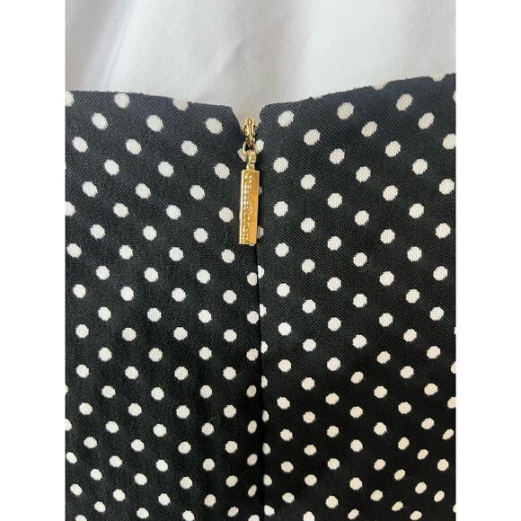 Karl Lagerfeld Paris Black/White dot sheath dress Ruffle sleeve back slit, 12 - Picture 5 of 8